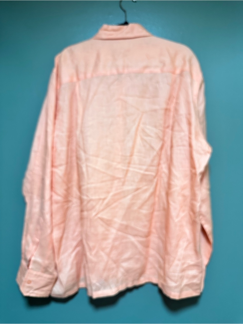 Men’s Peach Linen Long-Sleeve Shirt XXL - Picture 4 of 7